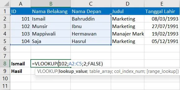 Rumus VLOOKUP